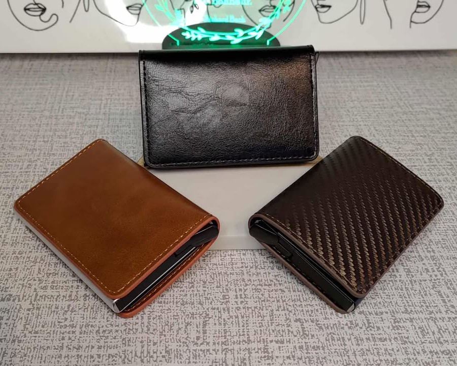 RFID Carbon Fiber Folding PU Wallet Pink