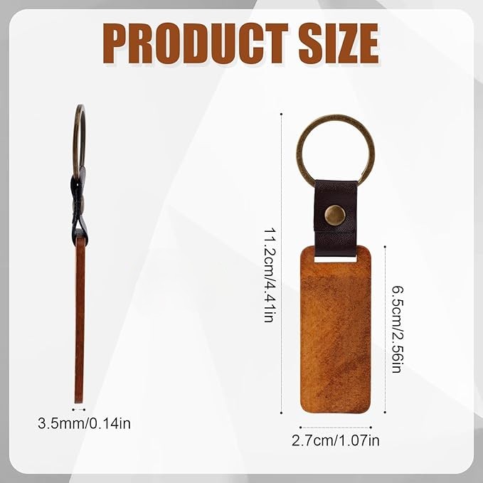 Wooden Keychain Ring with Leather Strip - Image 3