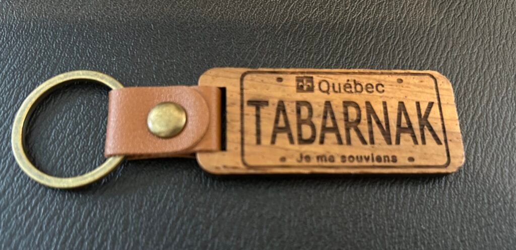 Wooden Keychain Ring with Leather Strip