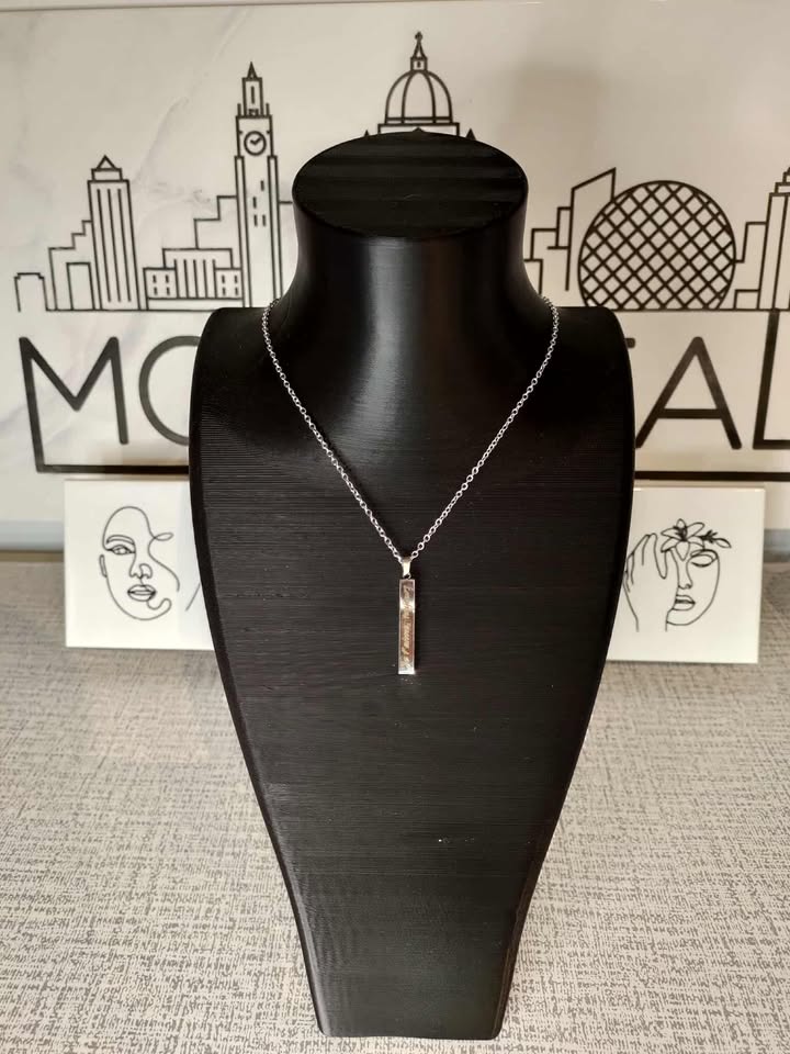 Stainless Steel Rectangle Pendant Necklace - Image 3