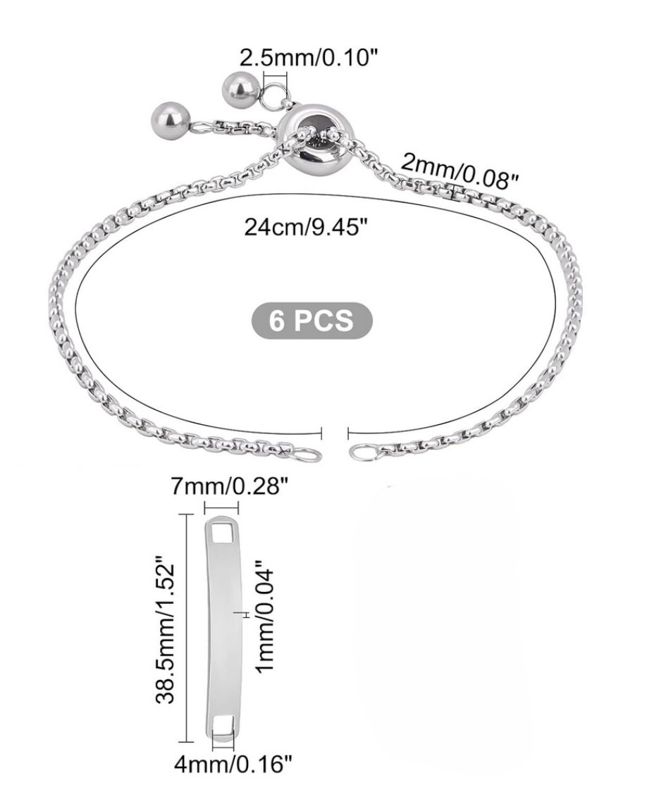 Stainless Steel Slider Bracelet - Personalized - Image 3