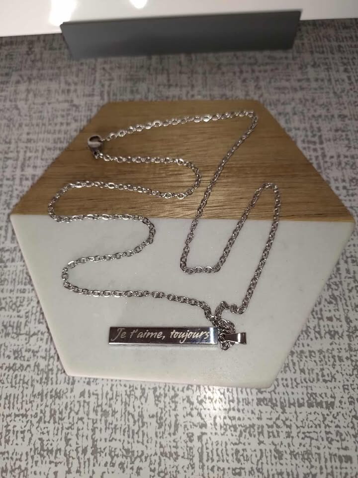 Stainless Steel Rectangle Pendant Necklace - Image 2
