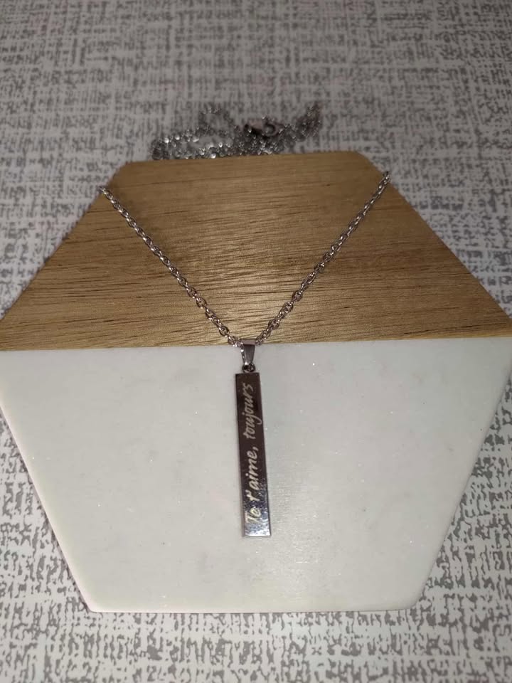 Stainless Steel Rectangle Pendant Necklace