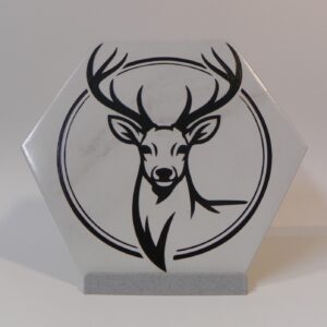 Engraved Stag/Deer on Hexagon Tile