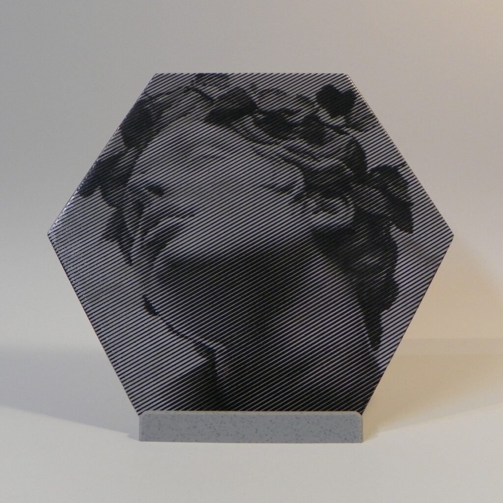 Engraved Greek Woman on Hexagon Tile