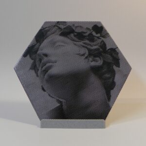 Engraved Greek Woman on Hexagon Tile