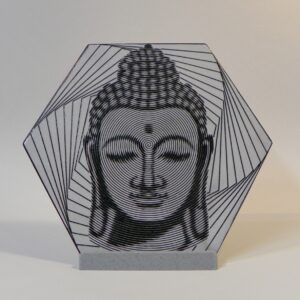 Engraved Buddha Optical Illusion on Hexagon Tile