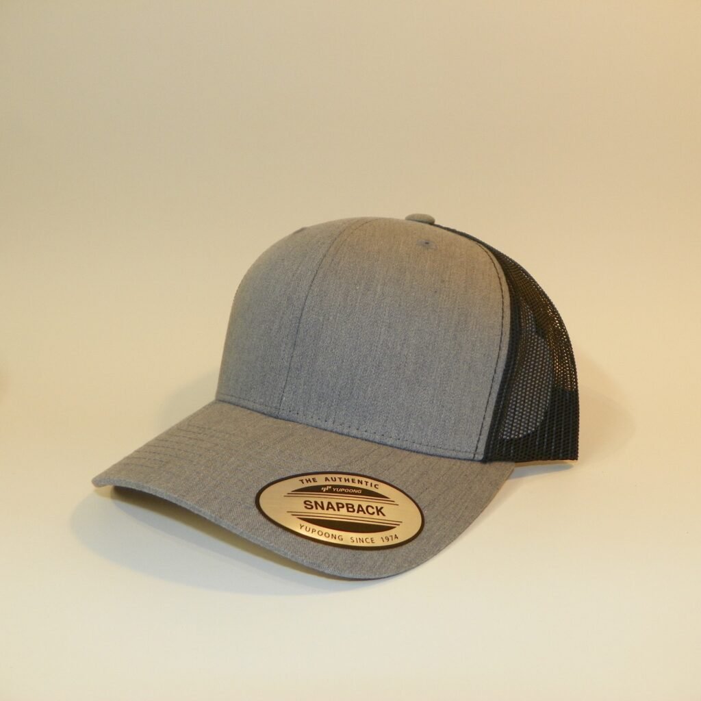 Retro Trucker Hat with Patch –  Heather Grey/Black