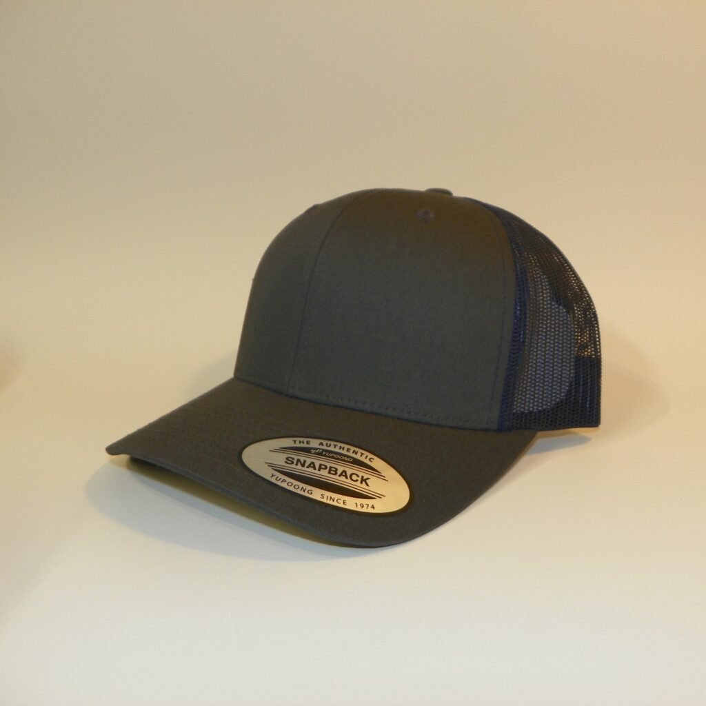 Retro Trucker Hat with Patch – Charcoal/Navy