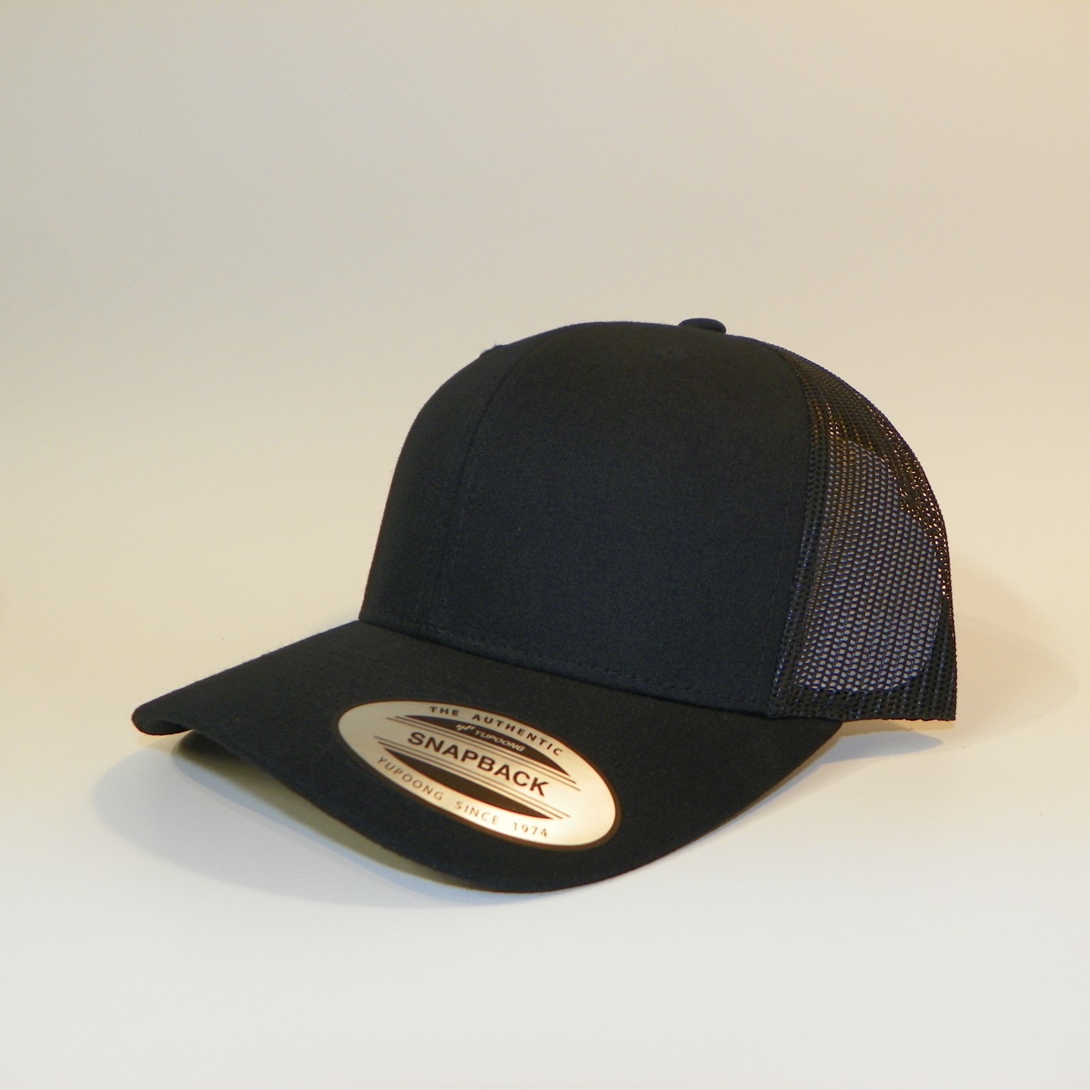 Retro Trucker Hat with Patch– Black