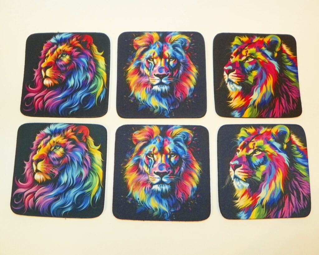 Colorful Lion Coaster Set